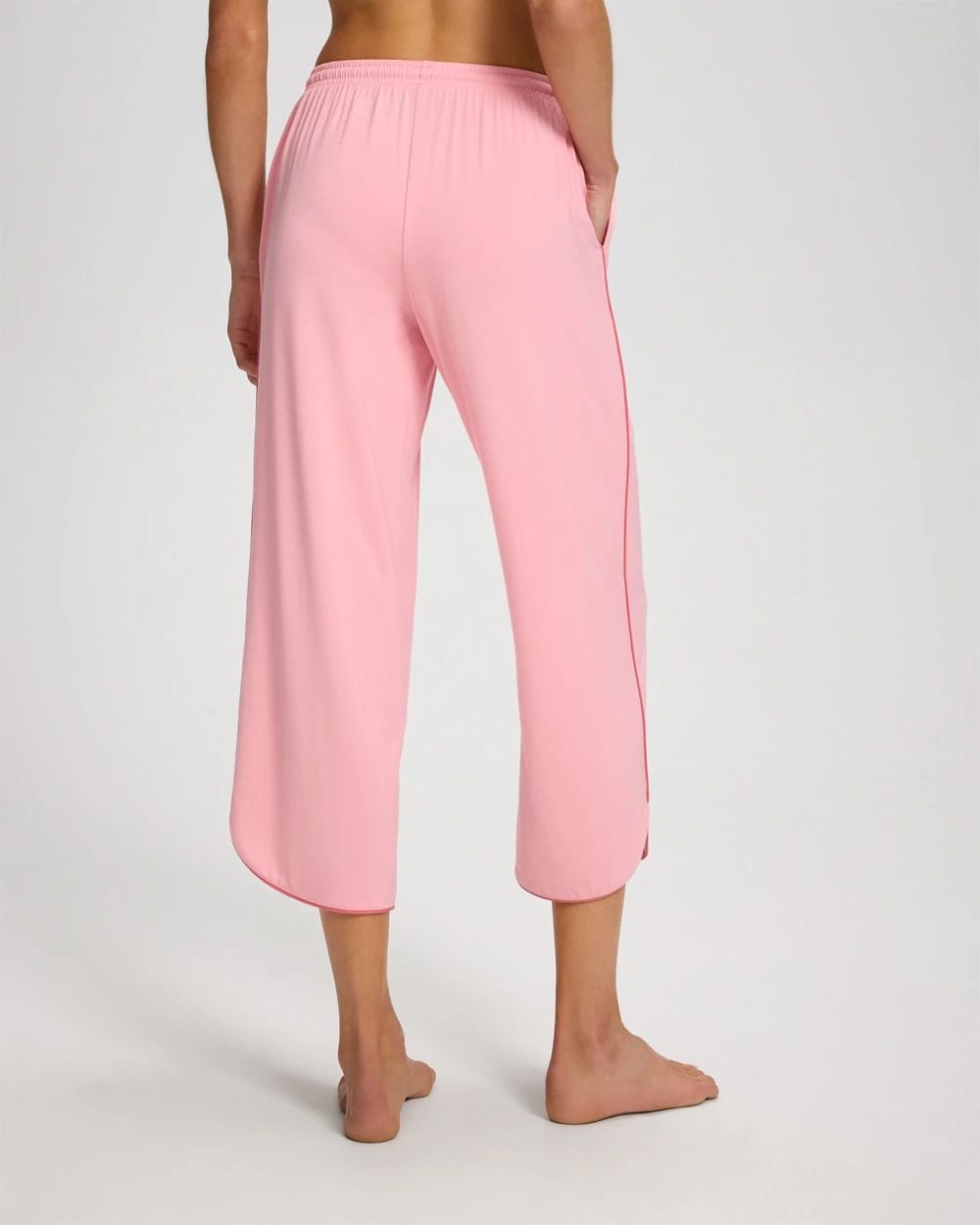 Solid Piped Crop Pajama Pant click to view larger image.