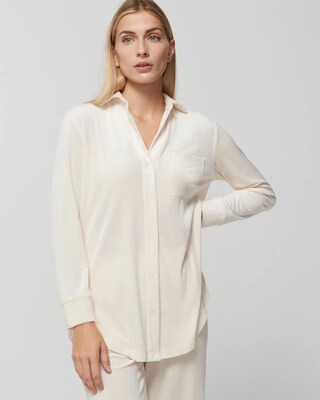 bed Long-Sleeve Notch Collar Pajama Top