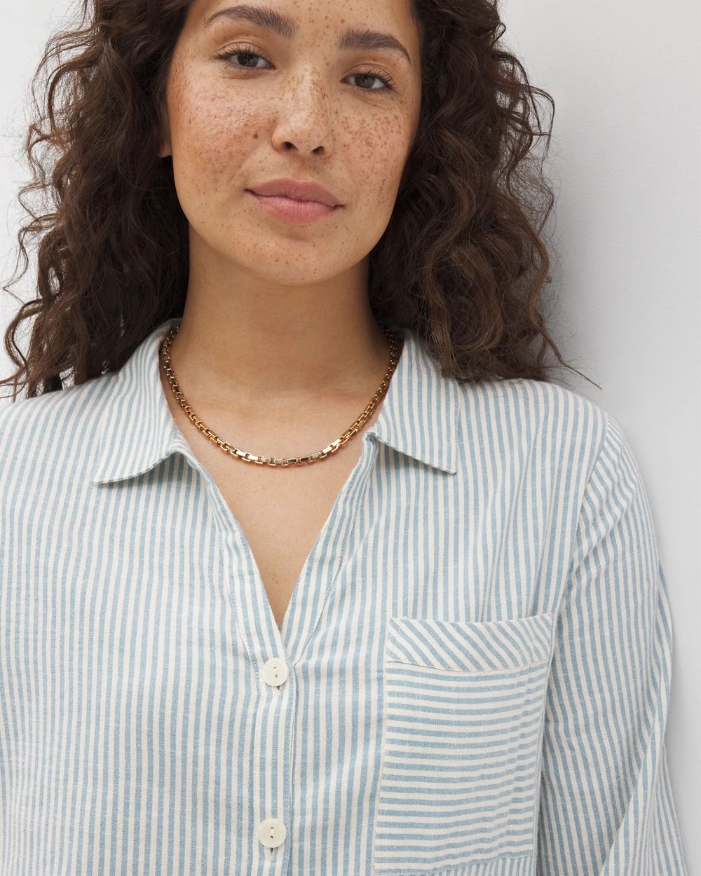 Beach Cotton Long Sleeve Button-Up