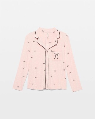 x BCRF Printed Long-Sleeve Notch Collar Pajama Top click to view larger image.