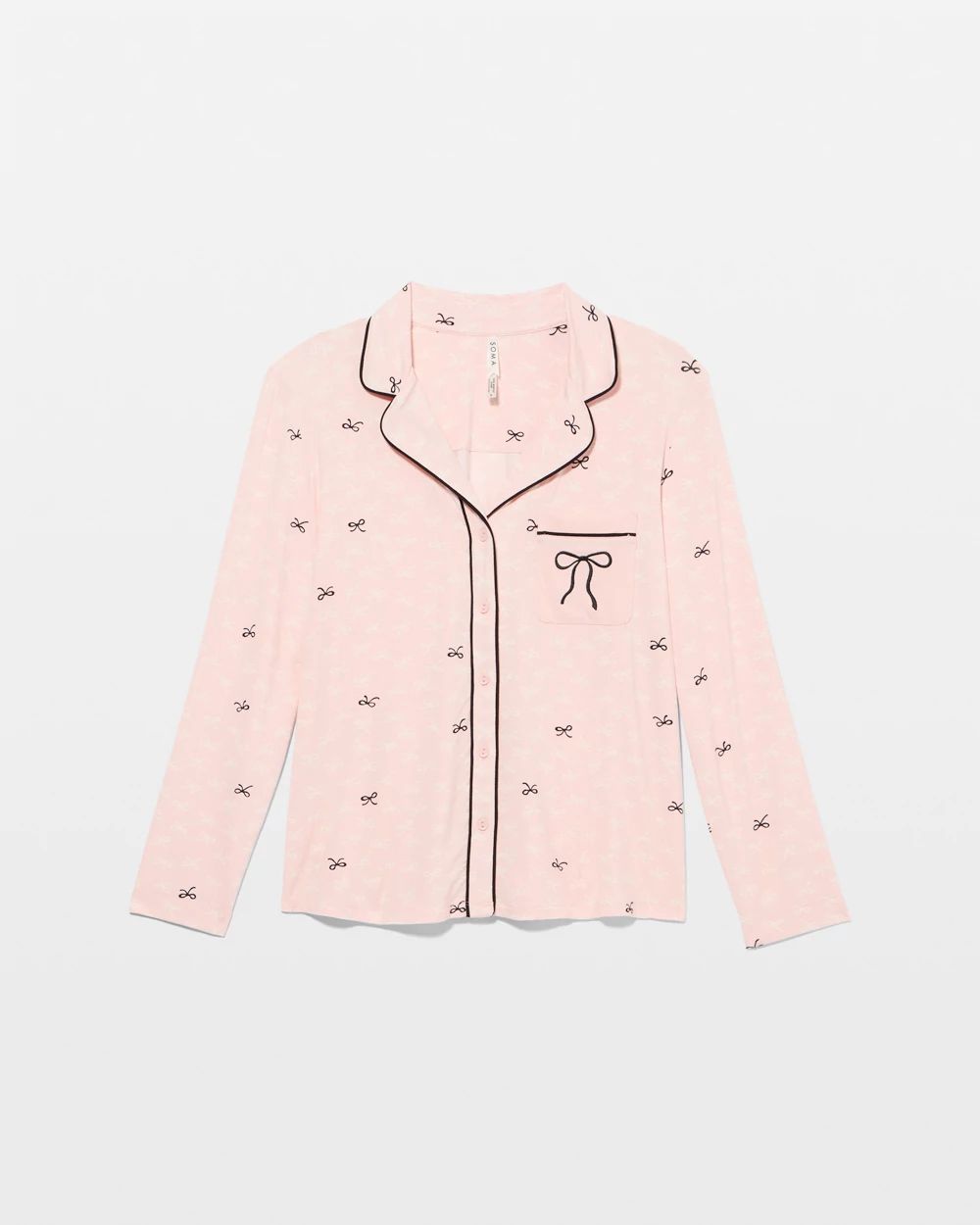 x BCRF Printed Long-Sleeve Notch Collar Pajama Top click to view larger image.