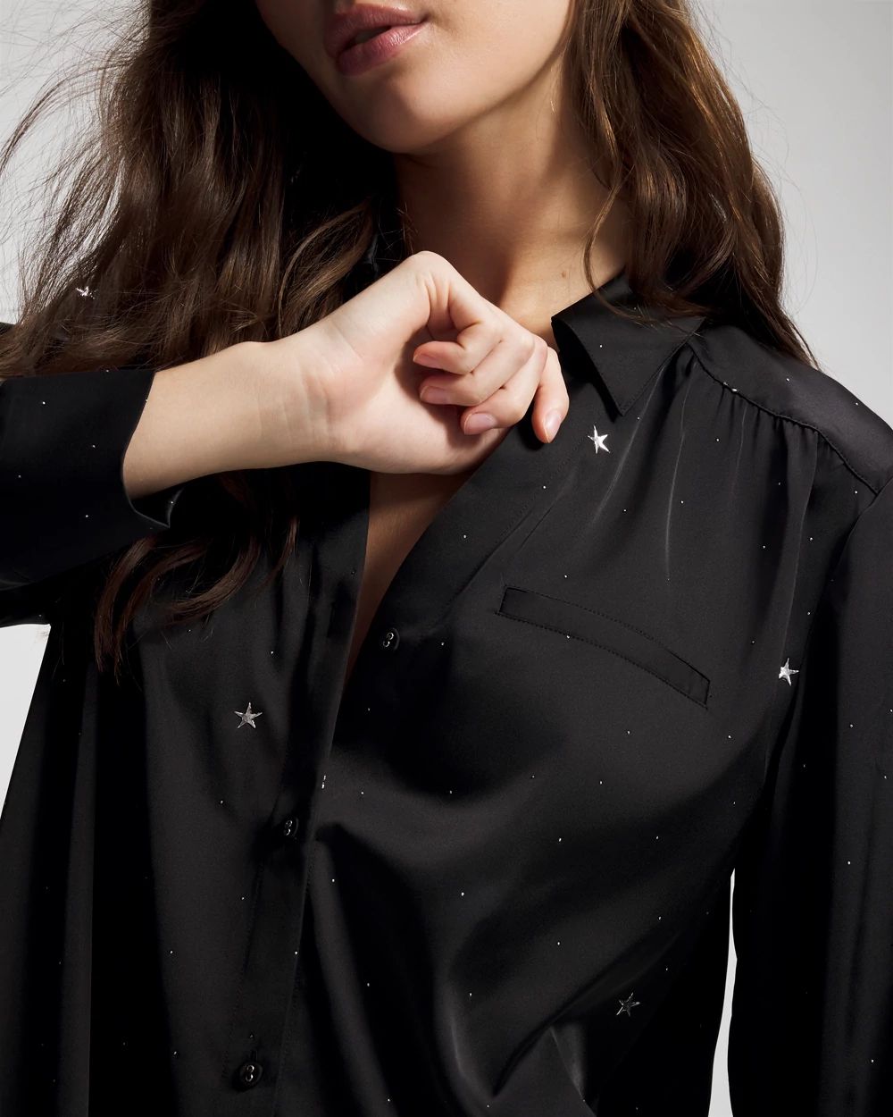 Satin Long-Sleeve Sleep Shirt