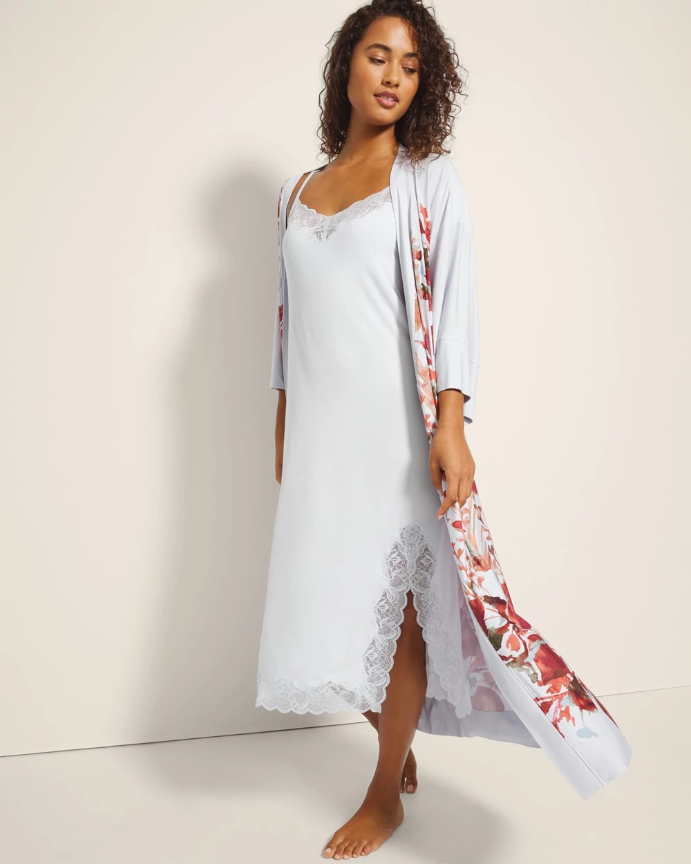 Lace-Trim Midi Gown