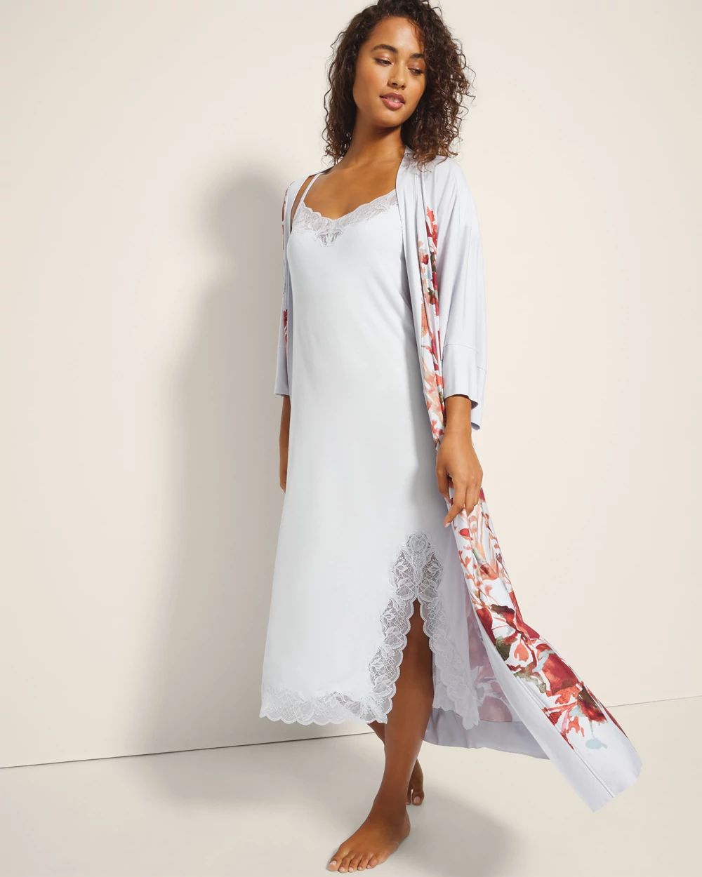Lace-Trim Midi Gown