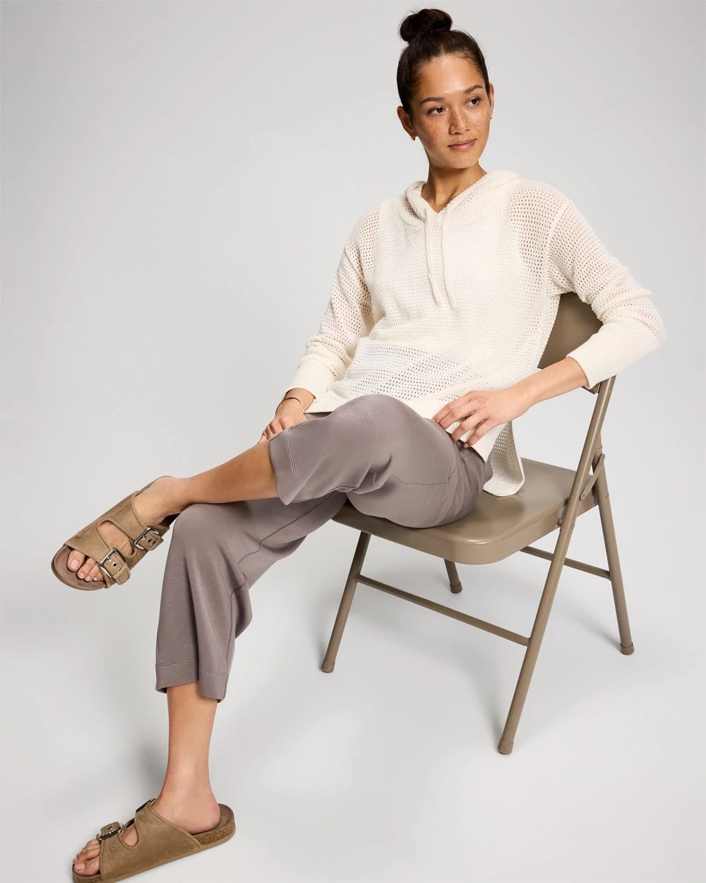 Recycled Yarn Open Stitch Hoodie click to view larger image.