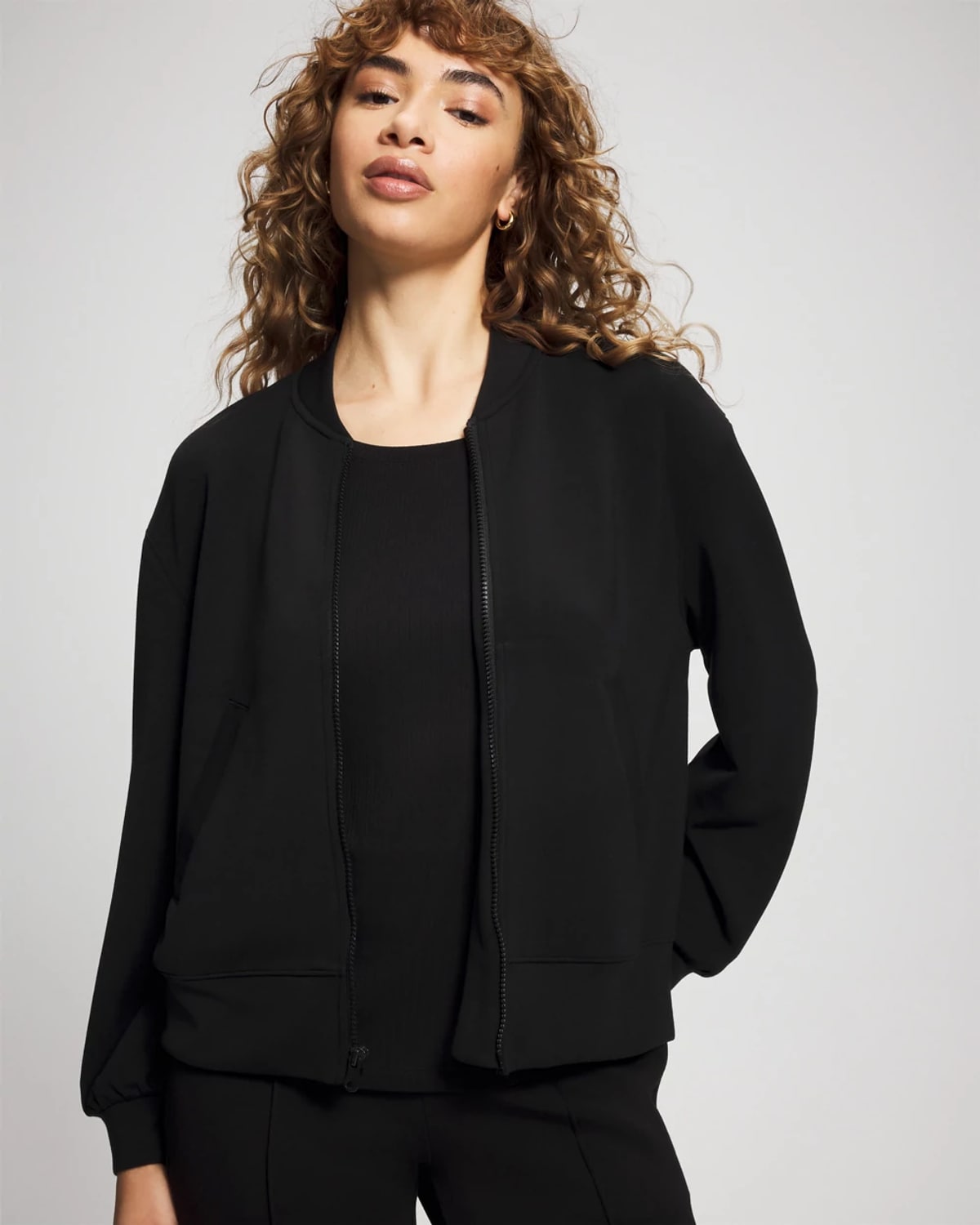 Soma Women's Modern Modal Bomber Jacket In Black Size Xs |