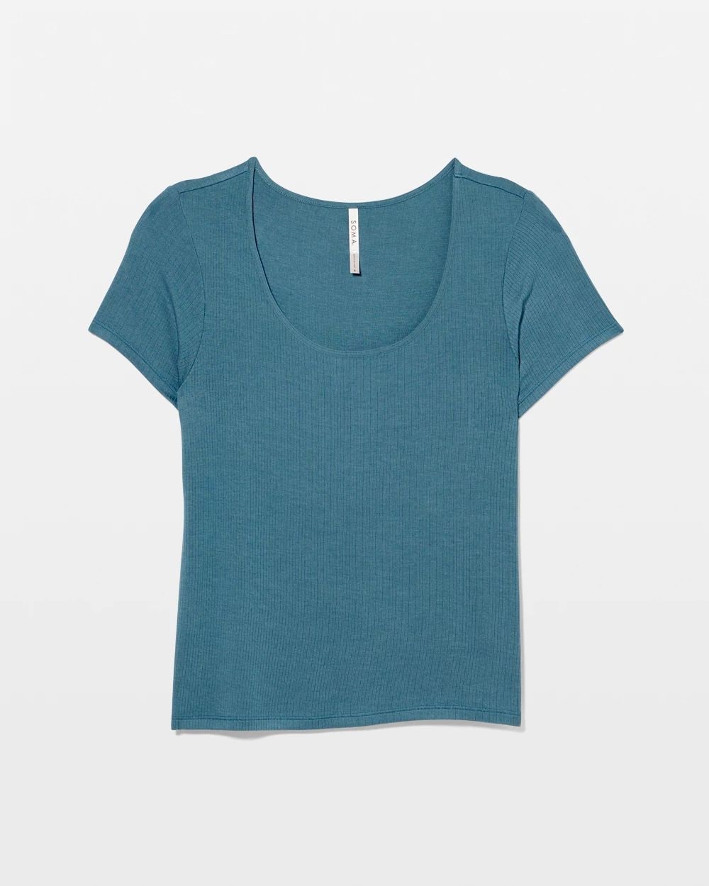 Lightweight Rib Knit Short Sleeve Pajama Tee click to view larger image.