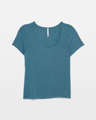 Lightweight Rib Knit Short Sleeve Pajama Tee click to view larger image.