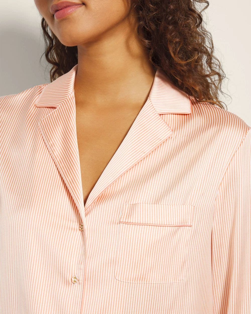 Long-Sleeve Notch Collar Pajama Top click to view larger image.