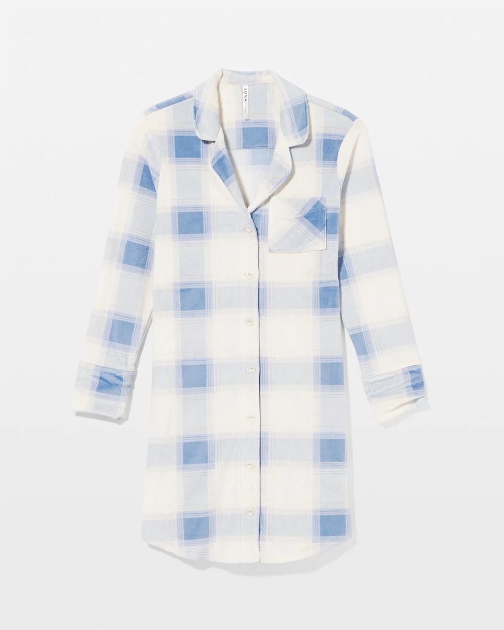 Microfleece Long-Sleeve Notch Collar Sleepshirt