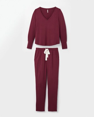 Long-Sleeve V-Neck Pajama Set