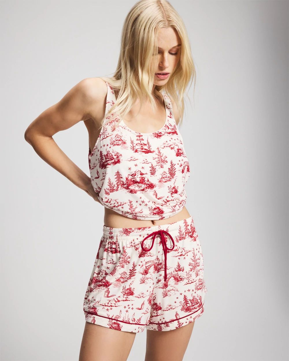 Relaxed Piped Pajama Short
