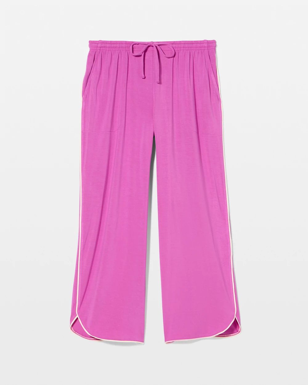 Cool Nights Solid Piped Crop Pajama Pant