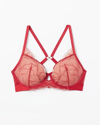 Plunge Bra with Linework Metallic Embroidery