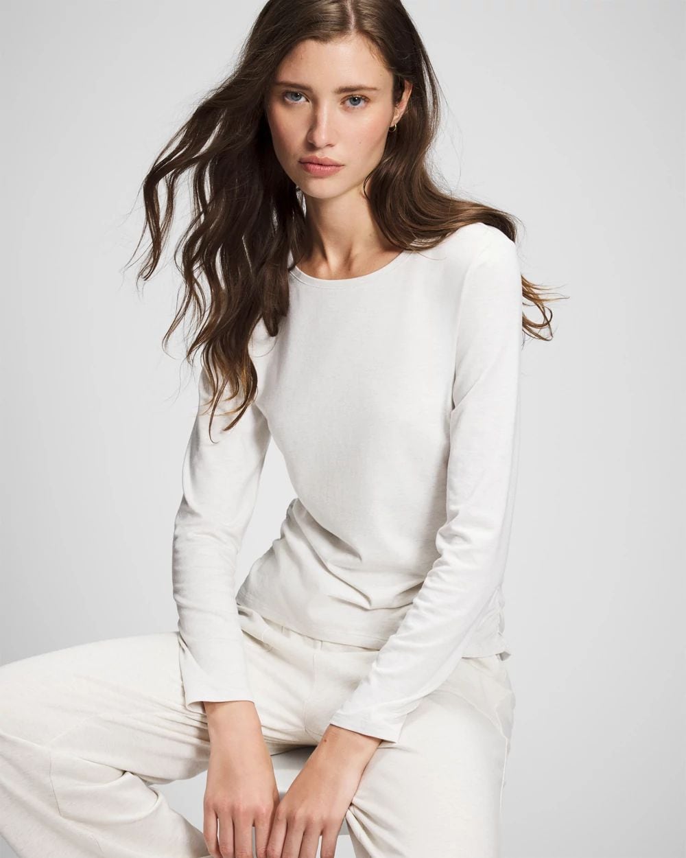 Most Loved Cotton Ruched Long Sleeve Pajama Tee