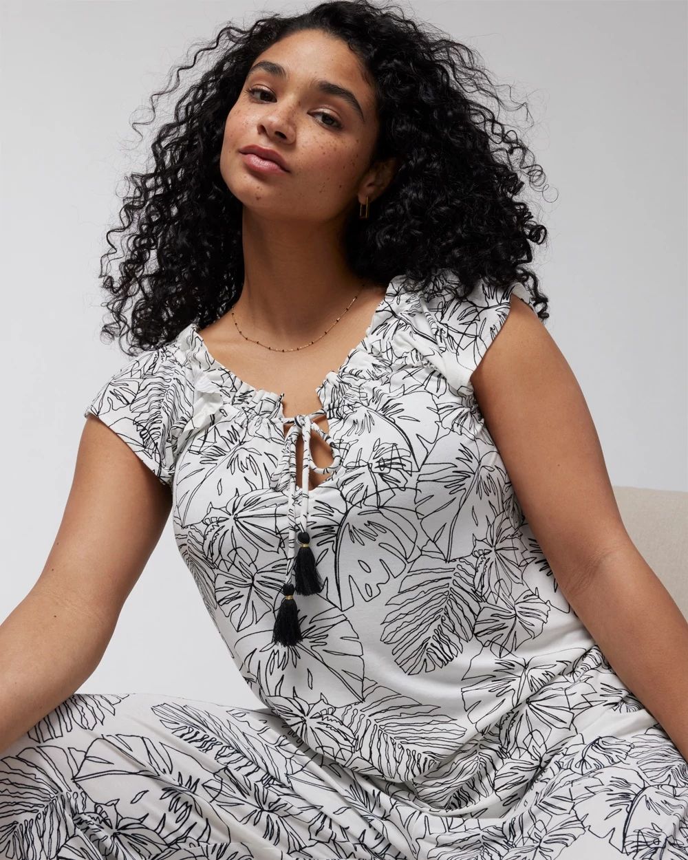 Cool Nights Ruffle Sleeve Pajama Tee