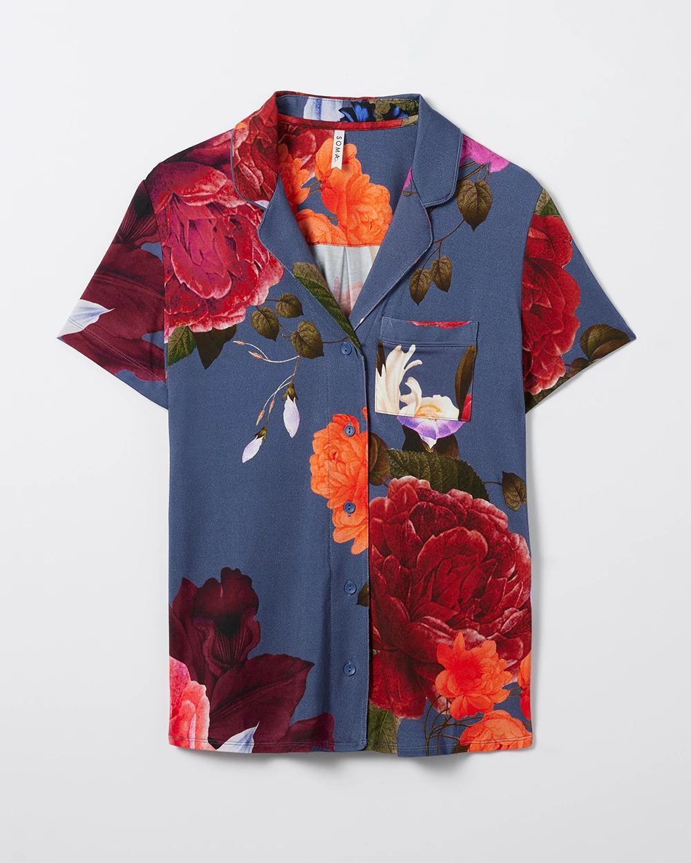 Cool Nights Short-Sleeve Notch Collar Pajama Top