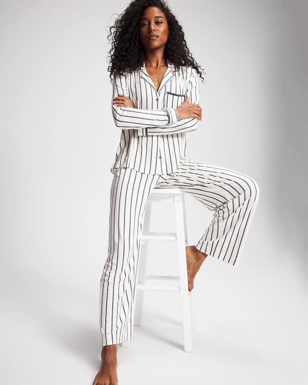 Cool Nights Long-Sleeve Notch Collar Pajama Top