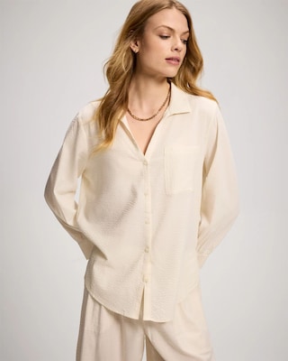Textured Stripe Relaxed Collared Shirt click to view larger image.