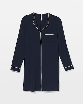 Piped Long-Sleeve Sleepshirt click to view larger image.