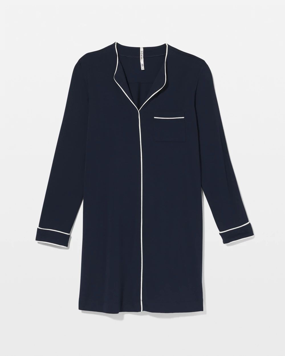 Cool Nights Piped Long-Sleeve Sleepshirt