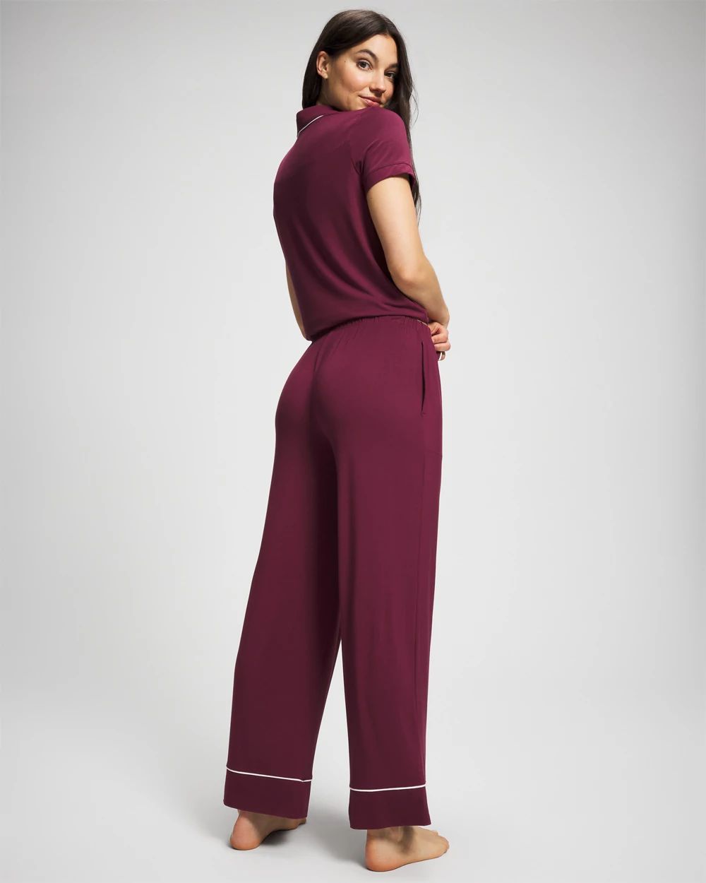Cool Nights Solid Piped Pajama Pant