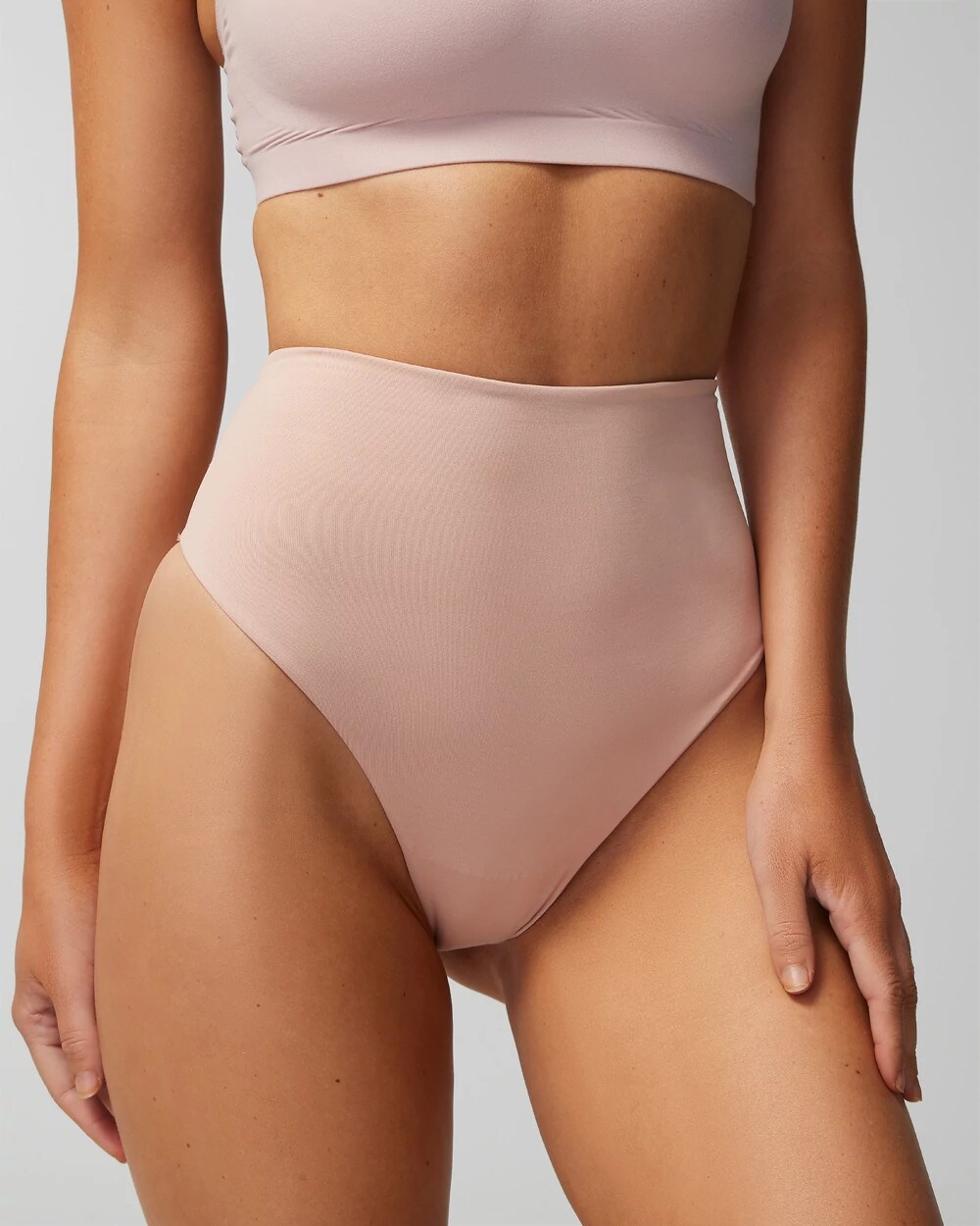 Women's Vanishing Tummy High-Waist Thong Panty in Light Pink size 2XL | Soma