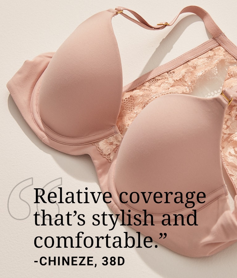 Relative coverage that's stylish and comfortable. Quote by CHINEZE, 38D.